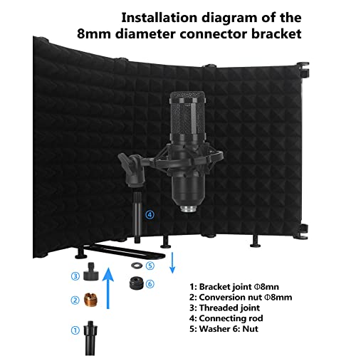 Foldable Adjustable Sound Absorbing Vocal Recording Panel Portable Acoustic Isolation Microphone Shield Sound-Proof Plate