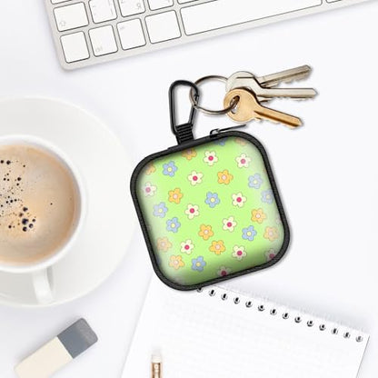 Square Data Cable Earbud Charger Coin Storage Bag Shockproof and Drop-Proof EVA Material Compatible with AirPod(Cute Flowers) - color: cute Flowers