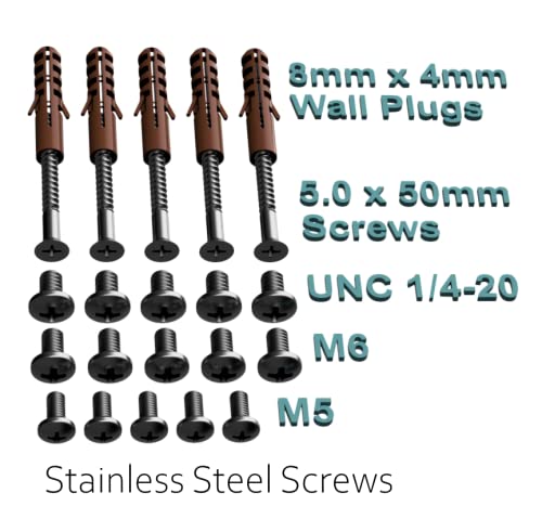 Speaker Wall Mount Brackets - Slim Satellite Design, Universally Compatible for Bose & Most Brands, Heavy Duty Holds 33 lbs, Industrial Metal, M5 M6 UNC 1/4-20 Screws (5 Pack, Black) - size: 5 Pack