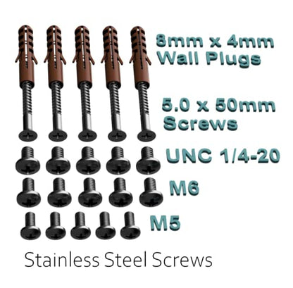 Speaker Wall Mount Brackets - Slim Satellite Design, Universally Compatible for Bose & Most Brands, Heavy Duty Holds 33 lbs, Industrial Metal, M5 M6 UNC 1/4-20 Screws (5 Pack, Black) - size: 5 Pack