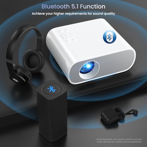 HOMPOW Native 1080P Projector, Mini Bluetooth Portable Movie Projector - style: No system
