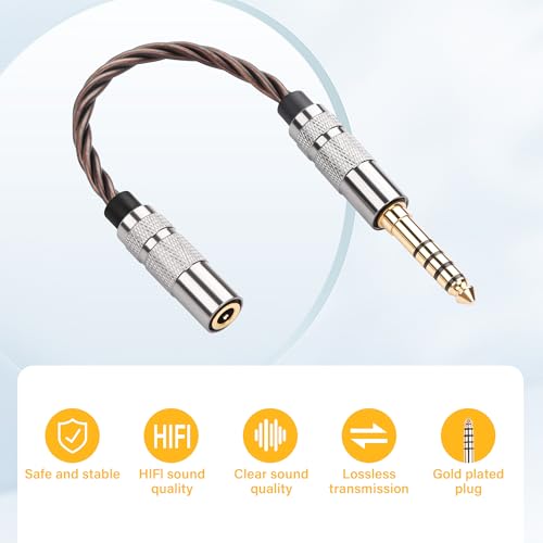 SinLoon 4.4mm to 3.5mm Audio Adapter Cable, Balanced Male to Stereo Female, HiFi Gold Plated OFC Braided Cord, 15cm Short Converter for Walkman DAP Headphone Amp (Bronze)
