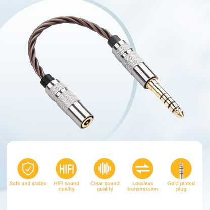 SinLoon 4.4mm to 3.5mm Audio Adapter Cable, Balanced Male to Stereo Female, HiFi Gold Plated OFC Braided Cord, 15cm Short Converter for Walkman DAP Headphone Amp (Bronze)