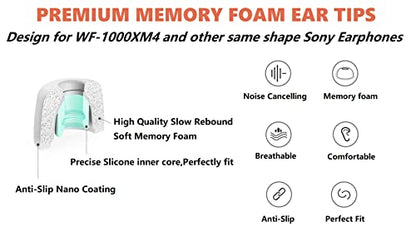 JNSA Replacement Earbud Tips Memory Foam Ear Tips Noise Isolation Foam Eartips Compatible with Sony WF-1000XM4 WF-1000XM3 Earbud Headphones, [Fit in Case],3 Pairs,Silver (FoamXM4S3P) - size: S/M/L 3 Size
