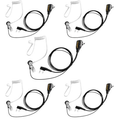 Walkie Talkies Earpiece with Mic 2 Pin Acoustic Tube Headset Compatible with, for Retevis RT22 RT68 Pxton Baofeng BF-888S BF-T26 Kenwood BTECH walkie Talkie, Two Way Radio Earpiece - color: KTDG-1