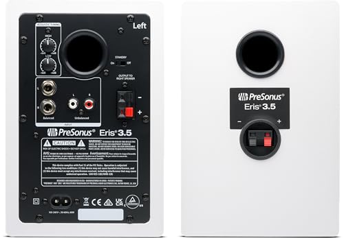 PreSonus Eris 3.5 Powered Studio Monitors, Pair —| | 50W, Woven-Composite Woofer, Silk-Dome Tweeter, White - color: White, size: 3.5"