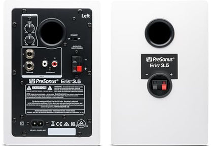 PreSonus Eris 3.5 Powered Studio Monitors, Pair —| | 50W, Woven-Composite Woofer, Silk-Dome Tweeter, White - color: White, size: 3.5"