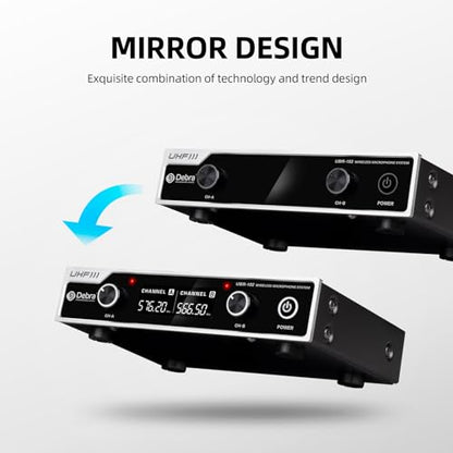 D Debra Wireless Microphone System UHF UBR-102 with Cordless Handheld Lavalier Headset Mics, 260ft Range, Suitable for Church, Lectures, Karaoke, Weddings, DJ, and Bars (1 Handheld & 1 Bodypack) - size: 1 Handheld & 1 Bodypack