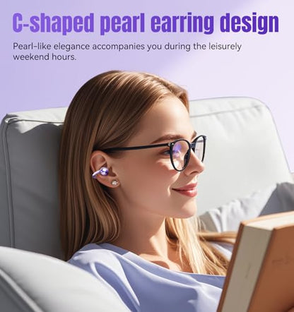 King Lucky Next-gen Clip on Earbuds Open Ear Wireless Bluetooth 6.0 Headphones with Mic,50H Play,ENC,IPX5 Waterproof,Sports Ear Buds,Comfortable for Small Ears&Fitness,Running (Purple) - color: Purple
