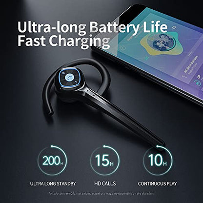 AYI Wireless Bluetooth Earpiece Headphone Dual Noise Cancelling Mic Painless Open-Ear Handsfree Headset Stereo Sound Left/Right Changeable Earhook Earphones for Driving/Business/Gym - color: SM908 SINGLE EAR Black