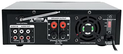 Rockville BLUAMP 100 Home Stereo Bluetooth Amplifier with USB/Mic Input | RCA Output, 500W Peak / 120W RMS, 2-Channel, Karaoke with Echo, SD Playback, Remote, FM Radio, Class A/B, LCD Display