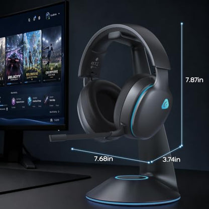 AOC 2.4GHz Wireless Gaming Headset for PS5, PS4, Switch, 45Hr, Space Gray | Bluetooth 6.0 Gaming Headphones with Noise Canceling Mic, 7.1 Virtual Surround, Great for Fortnite & Call of Duty/FPS Gamers - color: Space Gray