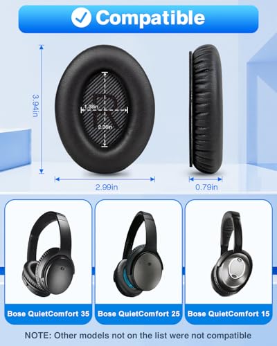 Earpads for Bose Quiet Comfort QC 35 / QC35 ii / QC25 / QC15 Headphone - color: Black