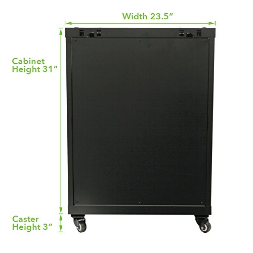 NavePoint 15U Wall Mount Audio Video A/V Rack Cabinet Glass Door Lock Casters and Shelves