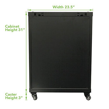 NavePoint 15U Wall Mount Audio Video A/V Rack Cabinet Glass Door Lock Casters and Shelves