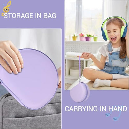 Hard Kid Headphone Case for ICLEVER BTH12/BTH26/HS19,Acer Kids,JoySpark | Also for EarFun k1 K2/AILIHEN C8/Candy Bila/Botesty Sound Kid Foldable Headphone, Hard Shell EVA,Handle Strap,Mesh Pocket - color: PURPLE
