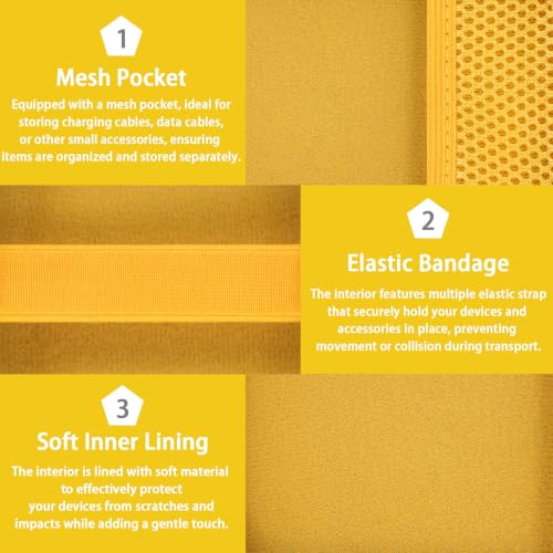 for JBL Go 5/4/3 Ultra Portable Speaker Hard Travel Case, Yellow | Protective Storage Bag with Mesh Pocket & Hand Strap, Shockproof EVA Carrying Box, Soft Lining - color: Yellow Case