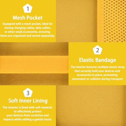 for JBL Go 5/4/3 Ultra Portable Speaker Hard Travel Case, Yellow | Protective Storage Bag with Mesh Pocket & Hand Strap, Shockproof EVA Carrying Box, Soft Lining - color: Yellow Case