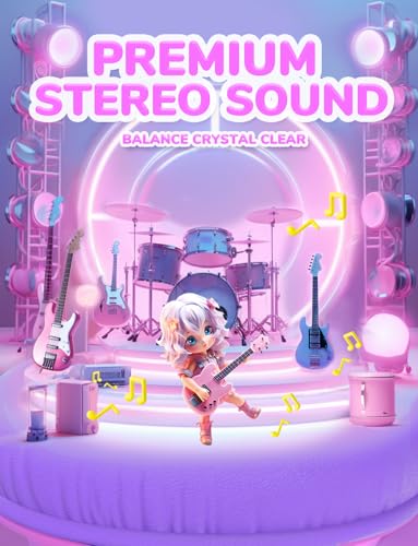 iClever 코드가 있는 아동용 헤드폰, 오버 이어 남아 여아 학교 여행용 | SafeSound Tech, 스테레오 사운드, 접이식, 조절 가능, 3.5mm 잭, 내구성, 학교용 경량 아동용 헤드폰, 핑크 글리터 - color: D-핑크 글리터