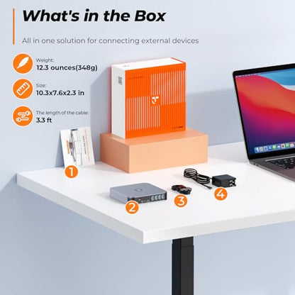 TobenONE Docking Station 3 Monitors, Driver-Based, for MacBook M1-M5/Neo | 13-in-1 USB C Dock with 2 4K HDMI, VGA, 4 USB, 65W Charger, for Mac mini, Dell, Lenovo, HP, for Home Creator/Developer/Worker