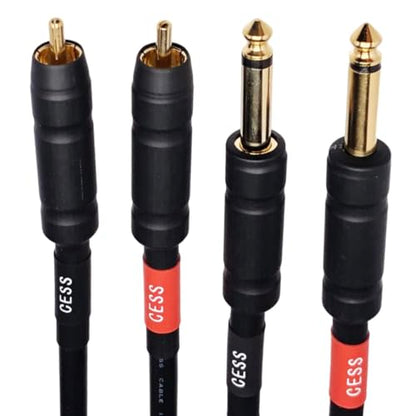 CNCESS RCA to 1/4 TS Audio Patch Cable, 12 Gauge Shielded Wire, 3 ft, 2-Cable - size: 3 Feet