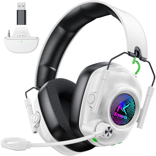 Krysenix Xbox Wireless Gaming Headset with Noise Canceling Microphone-White | For Xbox Series, PC, PS5, PS4, Mac, Switch,2.4 GHz Wireless & Bluetooth 5.4 Gaming Headphones,1200mAh Battery, 50mm Drivers - color: White