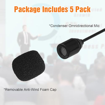 5 Pack Headset Single Earhook Microphone Hands-Free Mic for Sennheiser | 3.5mm Female Screw Plug,Condenser Omnidirectional Mic,Light-Weight Black Headset Head Mic with Windscree and 1.5m Cable - color: 5 Pack / Black