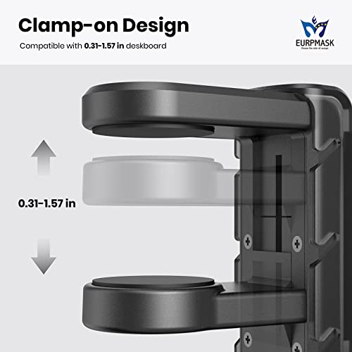 EURPMASK 3-in-1 Rotating Headphone Stand w/2 Detachable Controller Holders | Adjustable Clamp-on Headset Holder Hanger,360°Swivel,Gaming Headset Hanger,Cable Organizer,Keep Headphones Secure&Desk Tidy - color: Black Pro
