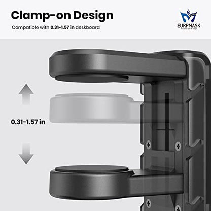EURPMASK 3-in-1 Rotating Headphone Stand w/2 Detachable Controller Holders | Adjustable Clamp-on Headset Holder Hanger,360°Swivel,Gaming Headset Hanger,Cable Organizer,Keep Headphones Secure&Desk Tidy - color: Black Pro