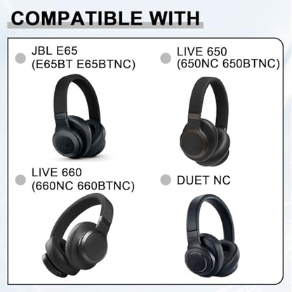 Replacement Ear Pads for JBL E65 (E65BT E65BTNC)/Live 650 (650NC 650BTNC)/Live 660 (660NC 660BTNC)/Duet NC Over-Ear Headphones, Headset Ear Cushions, Headset Earpads, Ear Cups Cover-Grey - color: Grey
