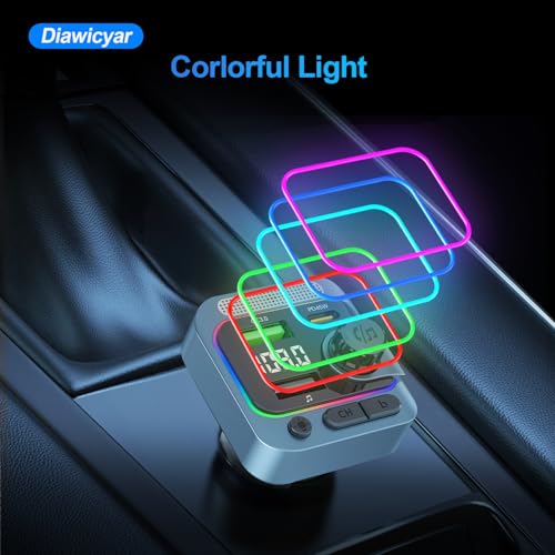 63W FM Transmitter Bluetooth Car Adapter, Wireless FM Bluetooth Transmitter | [PD 45W & QC3.0] Fast Charge, Deep Bass Player, Hands-Free Calling, Blue - color: Blue