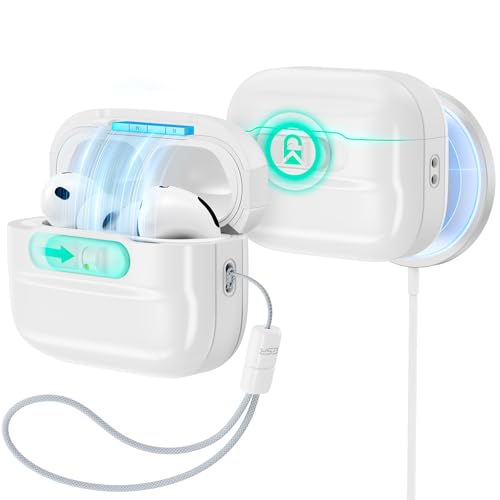 ESR for AirPods Pro 3 Case (2025), Compatible with MagSafe, White | Compatible with AirPods Pro 3 (USB-C Cable), Magnetic Lid, Full Drop Protection Cover with Lanyard - color: White, size: AirPods Pro 3 Case