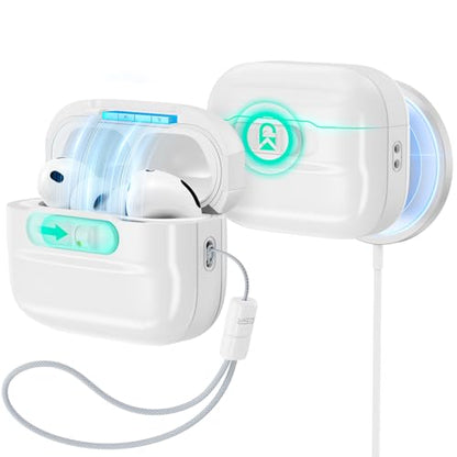 ESR for AirPods Pro 3 Case (2025), Compatible with MagSafe, White | Compatible with AirPods Pro 3 (USB-C Cable), Magnetic Lid, Full Drop Protection Cover with Lanyard - color: White, size: AirPods Pro 3 Case