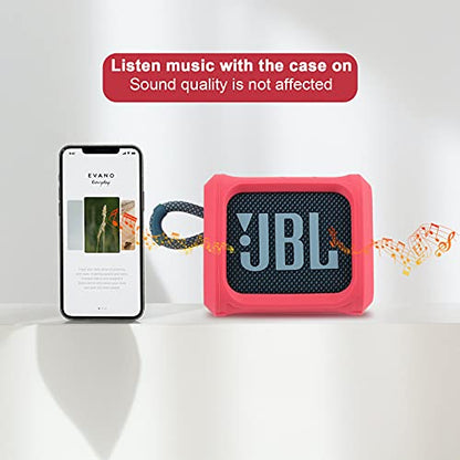 Silicone Case for JBL Go 3 Portable Speaker with Removable Strap for Bike Golf Cart Travel Carrying Case Protective Sleeve Speaker Cover (Red) - color: Red