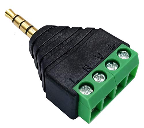 4 Pole 3.5mm Screw Terminal 3.5mm (1/8) Stereo TRRS Audio Male to AV 4 Pin Female Screw Terminal Double Track Headphone Balun Solderless Converter Adapter(5 Pack/Male) - color: Male