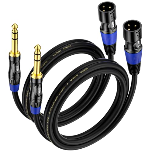 EBXYA 3ft 2Pack 1/4 TRS 6.35mm to 3Pin XLR Balanced Male Audio Cable | Double Shielded, Bend-Resistant, for Studio, Mixers, Guitars - size: 3 feet-2 Pack, style: TRS to XLR Male
