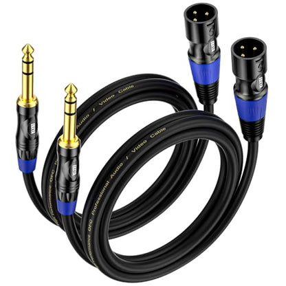 EBXYA 3ft 2Pack 1/4 TRS 6.35mm to 3Pin XLR Balanced Male Audio Cable | Double Shielded, Bend-Resistant, for Studio, Mixers, Guitars - size: 3 feet-2 Pack, style: TRS to XLR Male