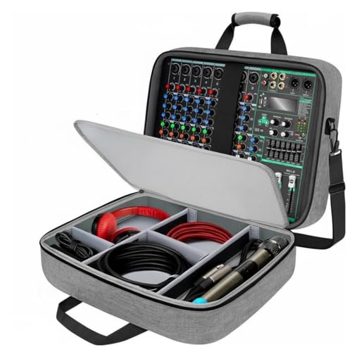 Qianly Audio Mixer Carrying Case Multiple Pockets Audio Equipment Storage Bag Customizable Interior Padded Mixer Case for Artists