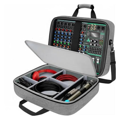 Qianly Audio Mixer Carrying Case Multiple Pockets Audio Equipment Storage Bag Customizable Interior Padded Mixer Case for Artists