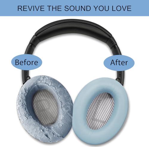 GEVO Premium Replacement Ear Pads for Bose QC35 & QC35ii - Moonstone Blue | Fits QuietComfort 35 & 35ii / SoundLink 1&2 AE（Over-Ear）- Soft Protein Leather · Adaptive Memory Foam and Extra Durable - color: Moonstone Blue