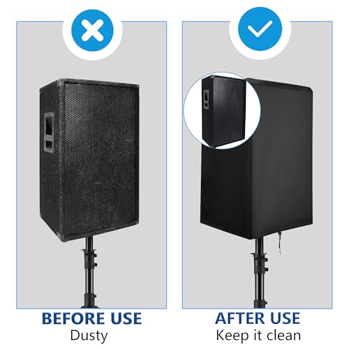 Musiin 15'' Outdoor Speaker Cover, Waterproof UV-Proof Oxford Cloth | Dust-Proof,Bottom Drawstring Fastening Design,Suitable for Upright PA/DJ Speaker Protection Cover(2 Packs)