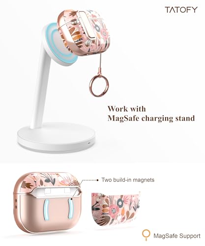 TATOFY for AirPods Pro 2nd Generation Case with Lock Carabiner Cleaner, Slim AirPod Pro 1st & 2nd Hard Case Cover, Compatible with MagSafe (Pink) - color: Pink, size: AirPods Pro 1st & 2nd Gen