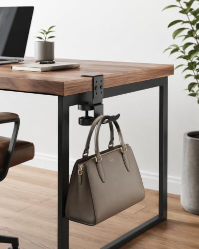 Under Desk Headphone Holder Clamp, Rotating Desk Hook, Space Saving Mount