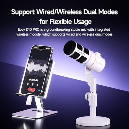 EJoy D10 PRO(D) Wireless USB Gaming Microphone with 45H Battery for Gaming