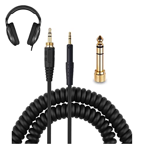 V-MOTA Replacement Spring Coiled Aux Cable Extension Cord with 6.35mm Adapter for Sennheiser HD599 HD598 HD518 HD558 HD579 HD569 Headphones,10 Foot