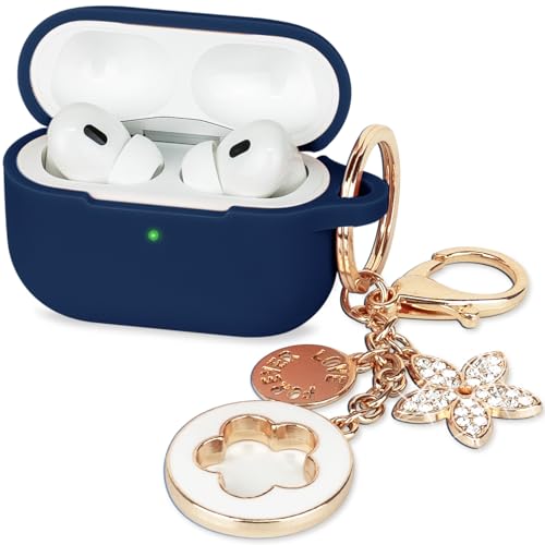 Case for Apple Airpods Pro 3 (2025) - VOTILE Airpods Pro 3 Cases Cover Women Silicone iPods Pro 3 Earbuds Wireless Accessorie Charging Cases Girl Bling Keychain for Airpod iPods Pro 3 - Midnight Blue - color: Midnight Blue, size: for AirPods Pro 3 (2025)