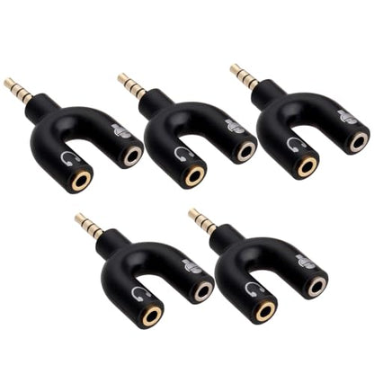 SaiTech IT 5 Pack 3.5mm Audio Jack to Headphone Microphone Splitter Converter Adaptor (Specially Design for Mobile and Tablet Only)