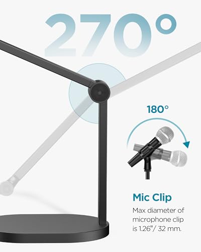 InnoGear Mic Stand Desk Max Load 2.64 lb Desktop Microphone Stand Boom Arm | for Fifine AM8 K669B Blue Yeti HyperX, Minimal Footprint, Fine-Tune Tension, Heavy Hold, 2.64 lb Weight Capacity