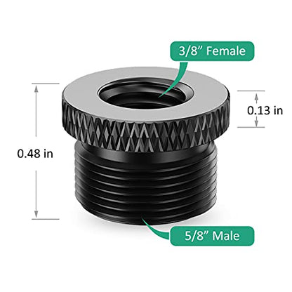 Blue Yeti Mic Screw Adapter 5/8 Male to 3/8 Female, Metal Screw Thread Adapter for Blue Yeti X/Blue Yeti/Snowball Mic Boom Arm Stand, 8 Pcs (Black) - color: 3/8 - 5/8