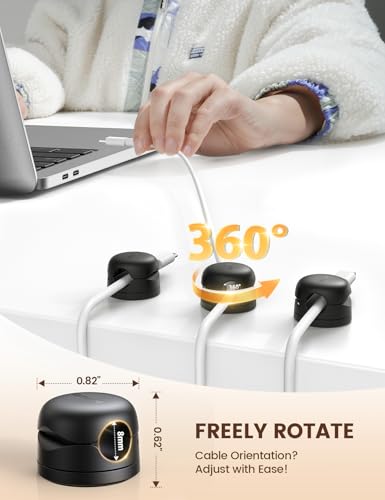 Lamicall 12Pack Rotating Cord Organizer, Desk Office Nightstand Accessories - size: 12Pack - Rotatable